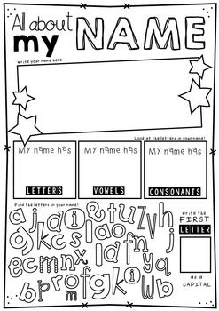 All About Me My Name Worksheet Activity Kindergarten Names First Day Of School Activities School Activities