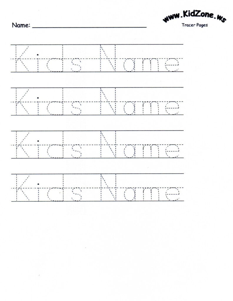 Name Tracing Worksheet Generator Kidzone