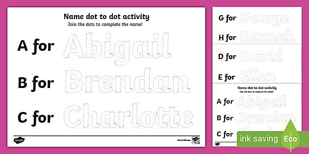 FREE Name Dot To Dot Worksheet Activity Twinkl Resources