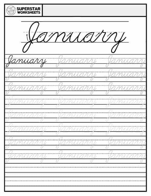 Months Of The Year Cursive Handwriting Worksheets Superstar Worksheets