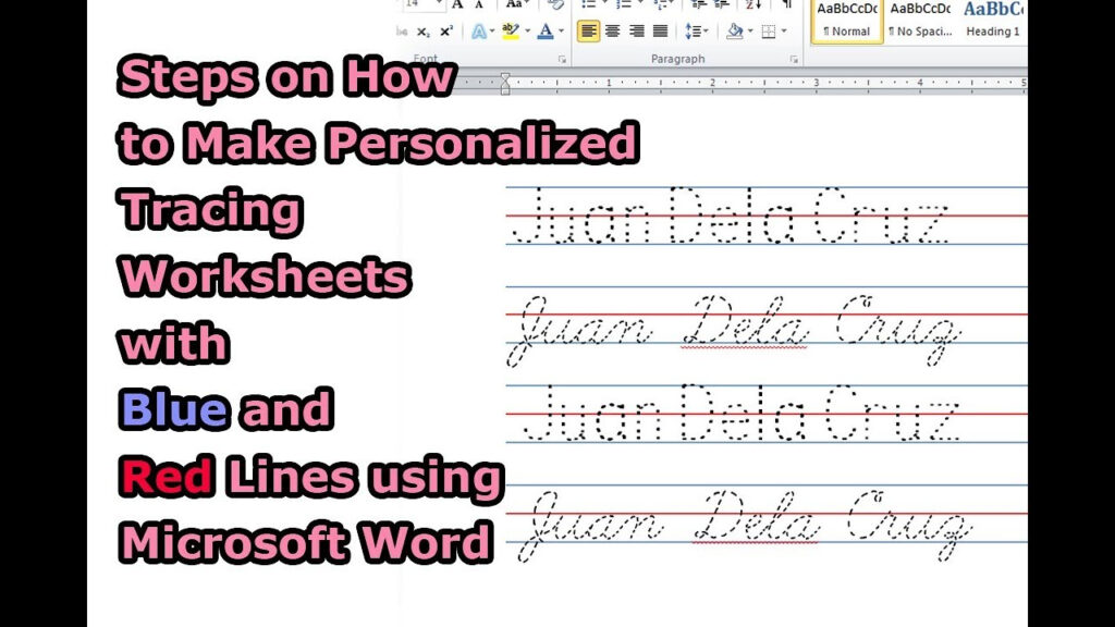 Steps On How To Make Personalized Tracing Worksheets With Blue And Red Lines Using Microsoft Word YouTube