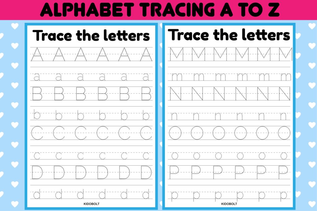 Alphabet Tracing Worksheets A Z Grafik Von Sarita Kidobolt Creative Fabrica