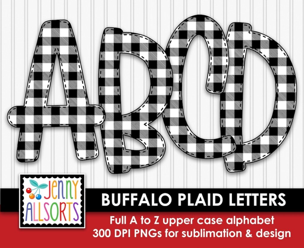 Buffalo Plaid Alphabet For Sublimation Design Buffalo Check Etsy