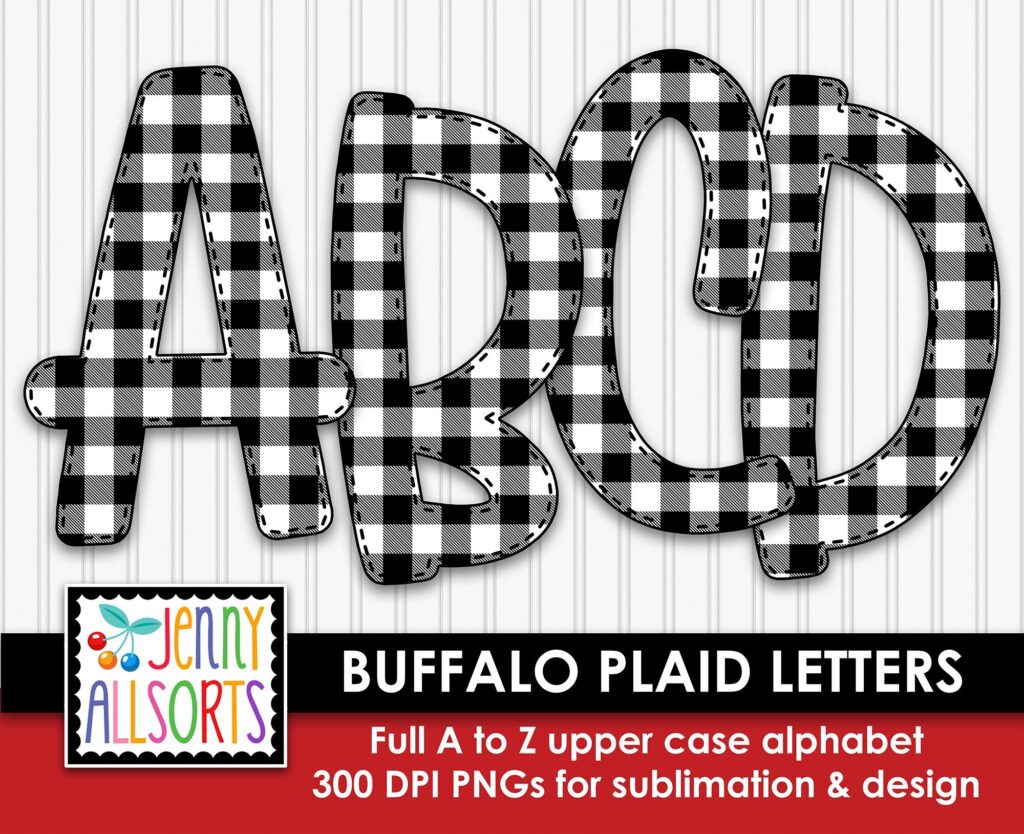 Buffalo Plaid Alphabet For Sublimation Design Buffalo Check Etsy