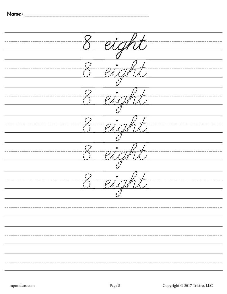 Cursive Handwriting Number Tracing Worksheets 1 20 Handwriting Numbers Handwriting Worksheets Cursive Writing Practice Sheets