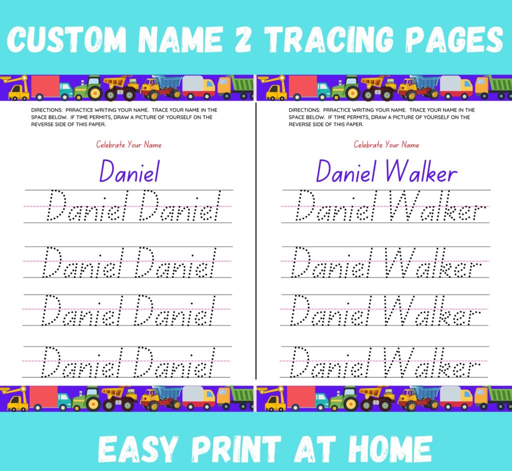 Custom Name Practice Handwriting Name Tracing Worksheet Etsy