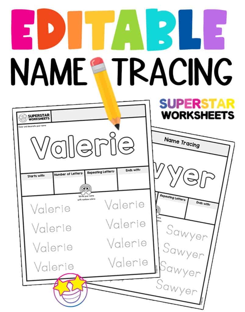 Name Tracing Worksheets Freebie-editable