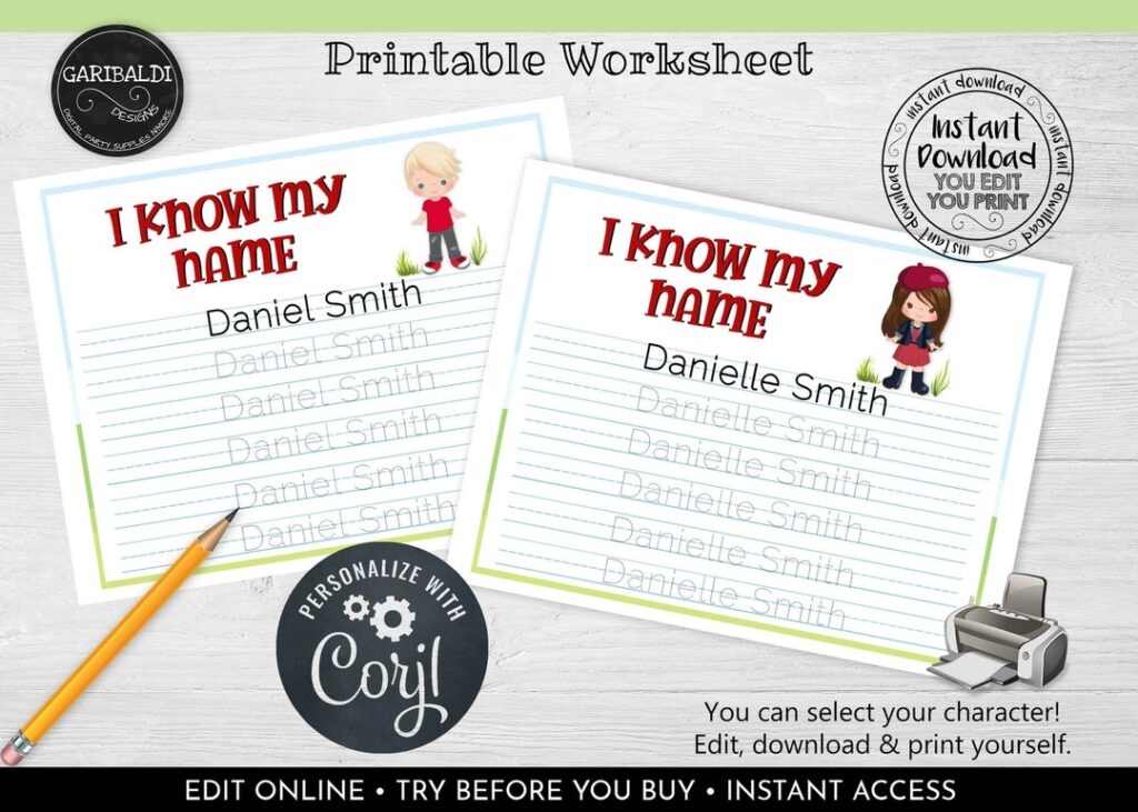 Editable Write Your Name Worksheet Personalize Name Tracing Etsy