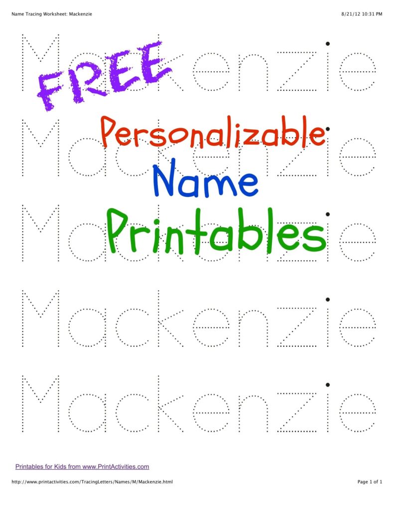 Name Tracing Printable Preschool