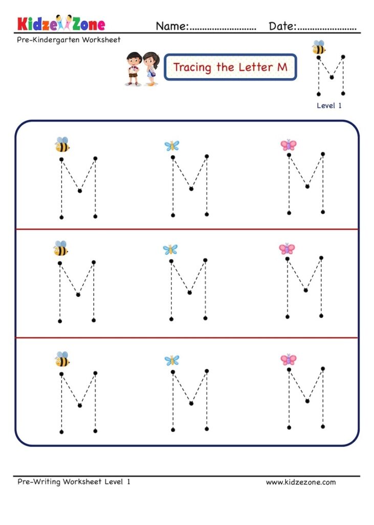 Letter M Tracking Worksheet KidzeZone