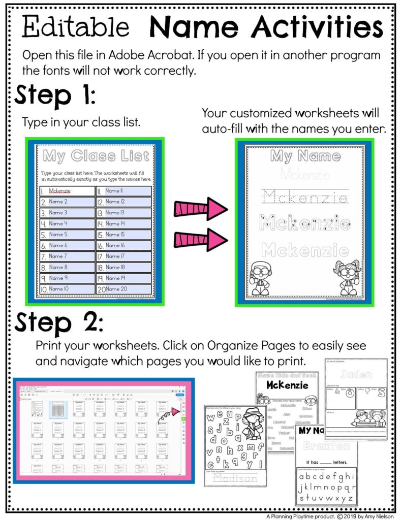 Name Tracing Worksheets Planning Playtime