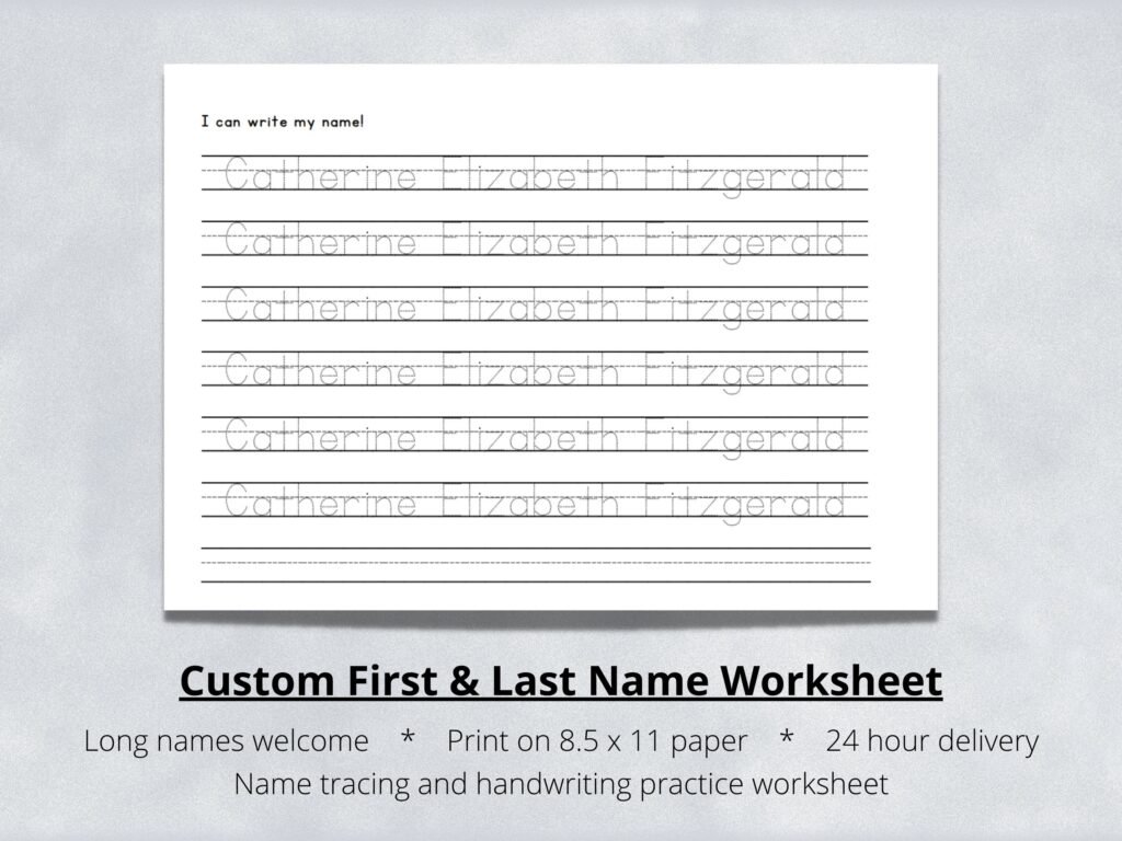 Name Tracing Worksheet Elizabeth