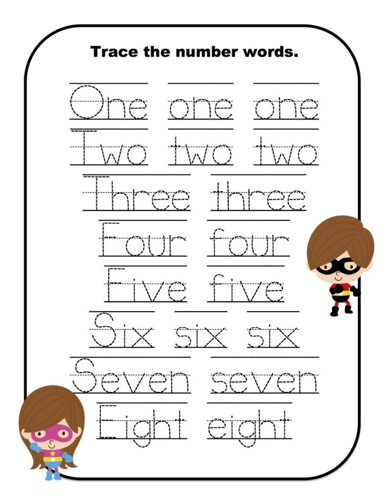 Number Names Tracing Worksheet