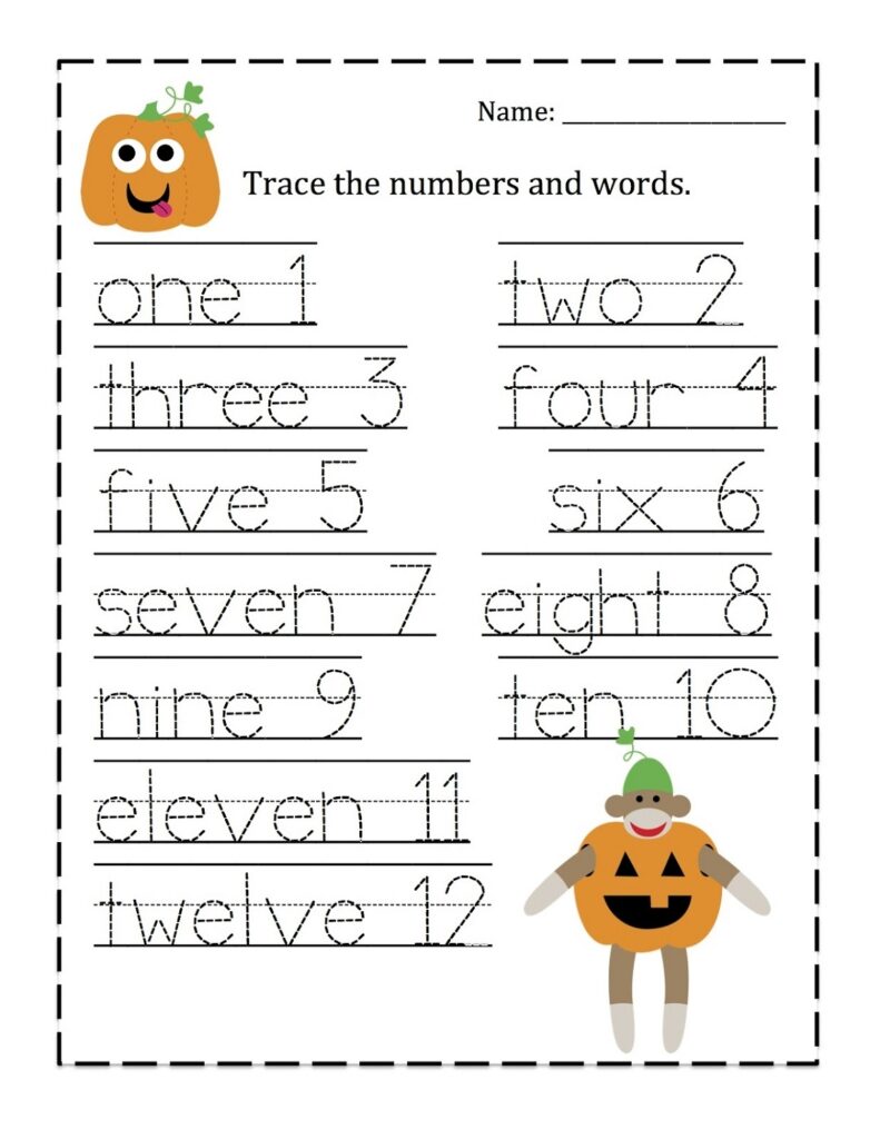 Number Name Tracing Worksheet