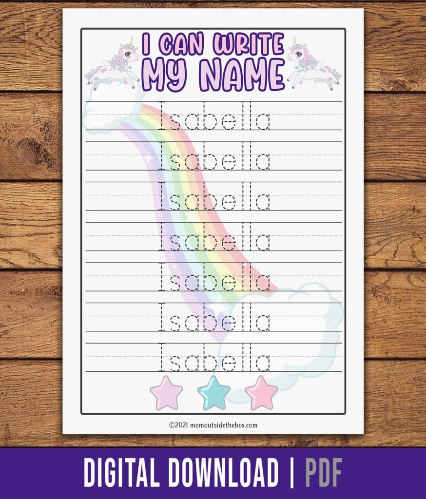 Printing My Name Unicorn Theme A Fun Learning Activity Mom Outside The Box