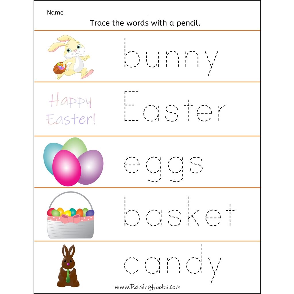 Tracing Easter Words Raising Hooks