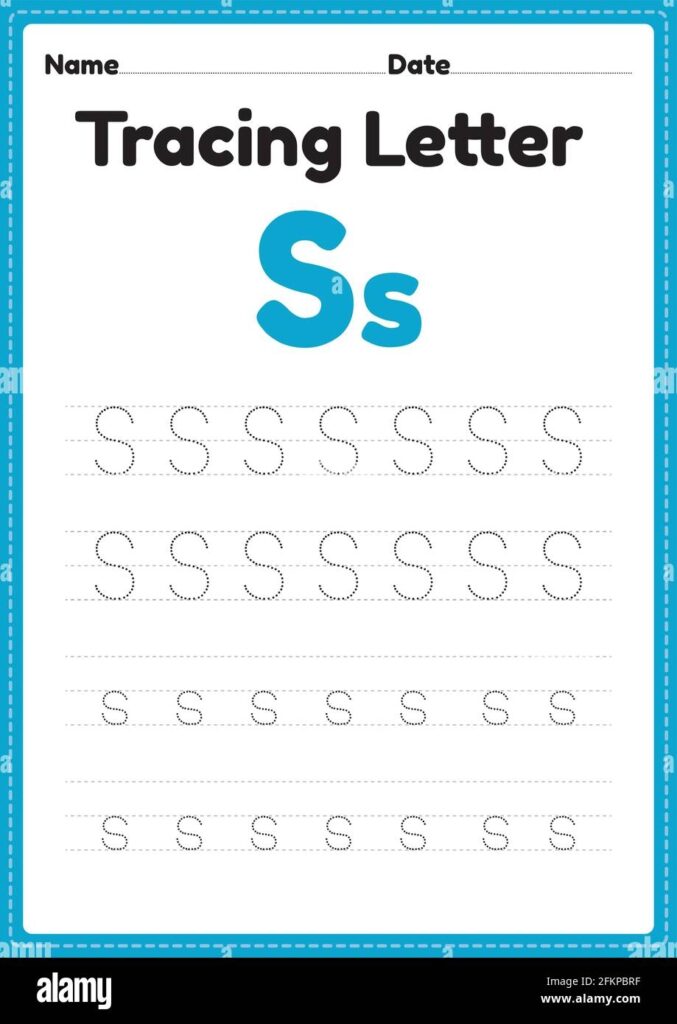 Tracing Letter S Alphabet Worksheet For Kindergarten And Preschool Kids For Handwriting Practice And Educational Activities In A Printable Page Illust Stock Vector Image Art Alamy